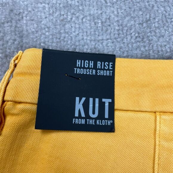 Kut from the Kloth Womens 8 Trouser Shorts Yellow High Rise Flat Front NWT - Picture 4 of 5